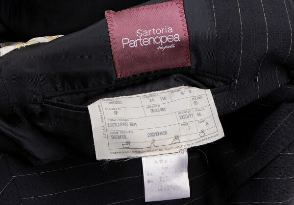 Sartoria Partenopea Wool Mohair Stripe 3B Navy White Jacket Size 46