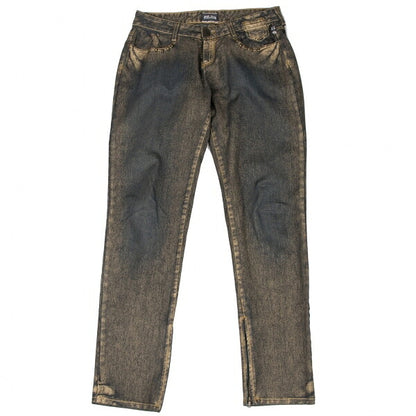 Jean's Paul GAULTIER Gold Paint Studs Denim Indigo Size 30