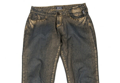Jean's Paul GAULTIER Gold Paint Studs Denim Indigo Size 30