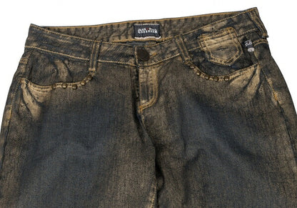 Jean's Paul GAULTIER Gold Paint Studs Denim Indigo Size 30