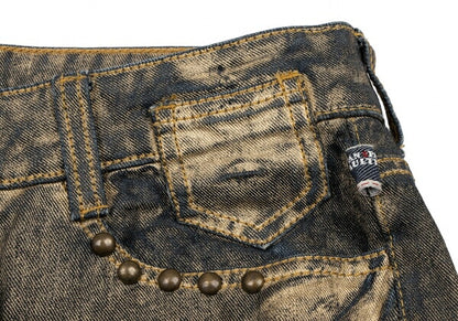 Jean's Paul GAULTIER Gold Paint Studs Denim Indigo Size 30
