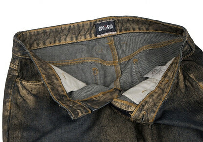 Jean's Paul GAULTIER Gold Paint Studs Denim Indigo Size 30