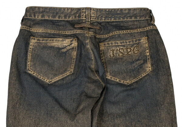 Jean's Paul GAULTIER Gold Paint Studs Denim Indigo Size 30