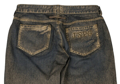 Jean's Paul GAULTIER Gold Paint Studs Denim Indigo Size 30