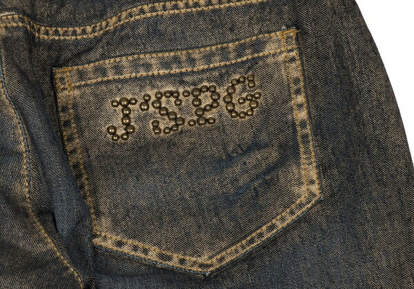 Jean's Paul GAULTIER Gold Paint Studs Denim Indigo Size 30