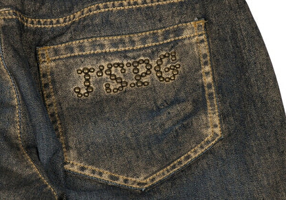 Jean's Paul GAULTIER Gold Paint Studs Denim Indigo Size 30