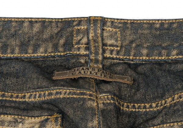 Jean's Paul GAULTIER Gold Paint Studs Denim Indigo Size 30