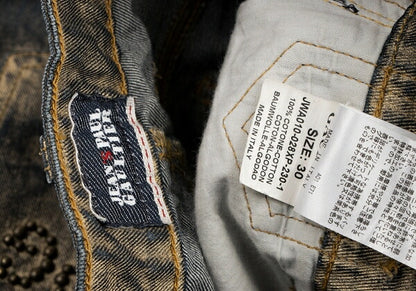 Jean's Paul GAULTIER Gold Paint Studs Denim Indigo Size 30