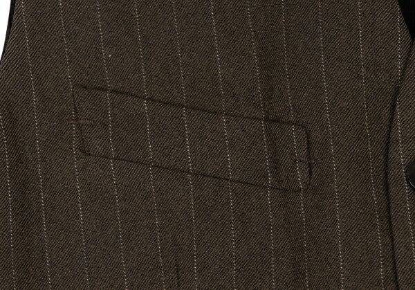 GAULTIER Wool Stripe Vest Brown Size 50