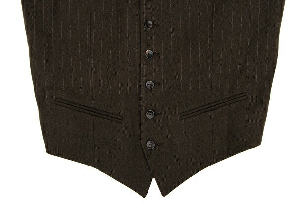 GAULTIER Wool Stripe Vest Brown Size 50