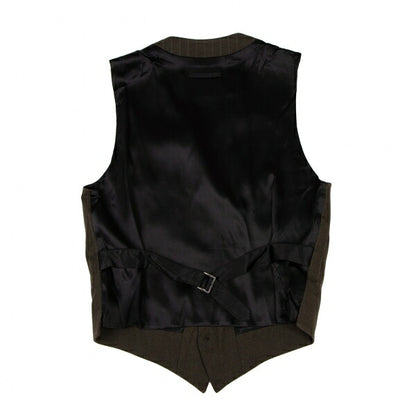 GAULTIER Wool Stripe Vest Brown Size 50