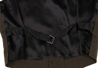 GAULTIER Wool Stripe Vest Brown Size 50