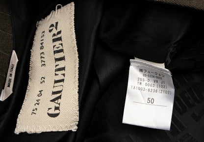 GAULTIER Wool Stripe Vest Brown Size 50