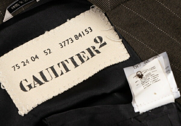 GAULTIER Wool Stripe Vest Brown Size 50