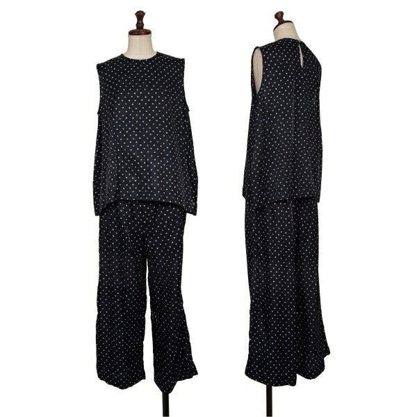 45rpm Cupro Cotton Dot Print Pants Navy White Size 3