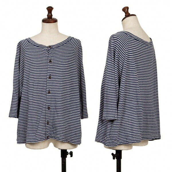 45rpm Cotton Border Raglan Cardigan Navy Gray Size 2