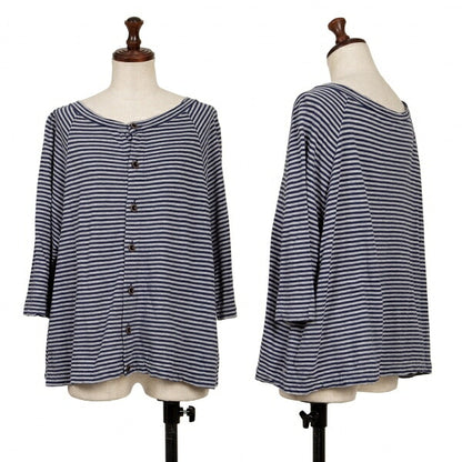 45rpm Cotton Border Raglan Cardigan Navy Gray Size 2