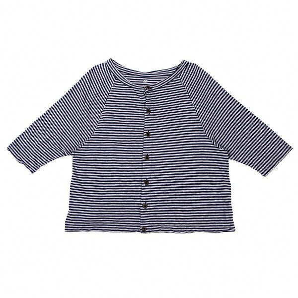 45rpm Cotton Border Raglan Cardigan Navy Gray Size 2