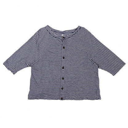 45rpm Cotton Border Raglan Cardigan Navy Gray Size 2