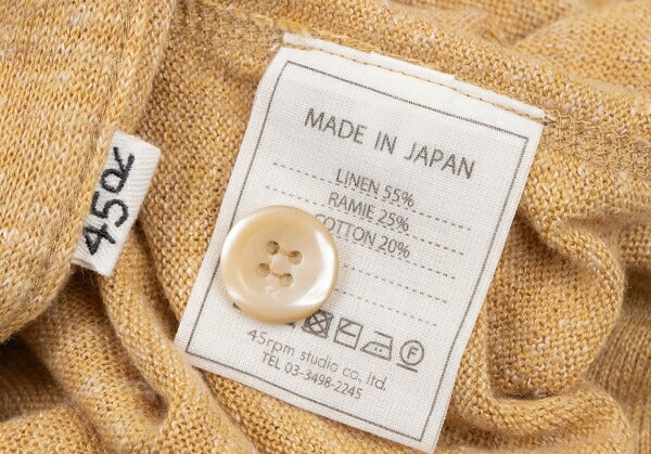 45rpm Linen Ramie Knit Cardigan Yellow Size 1