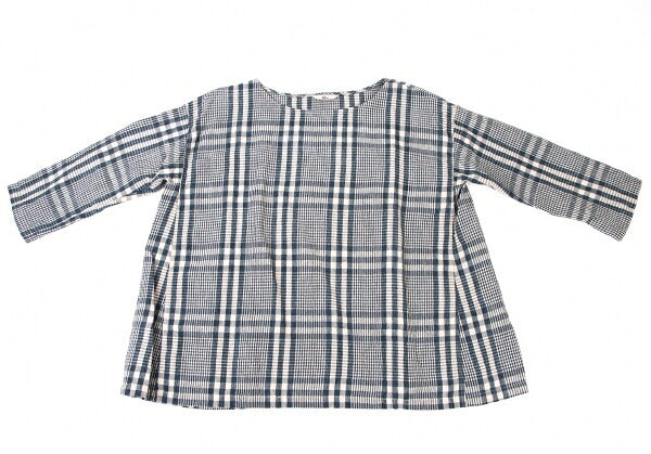 45rpm 45R Linen Check Wide Box Blouse Blue Size 0