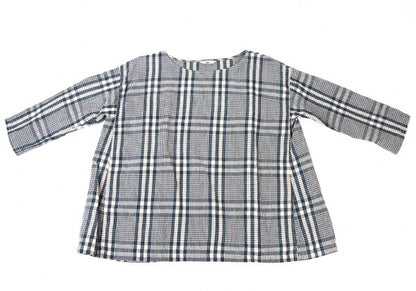 45rpm 45R Linen Check Wide Box Blouse Blue Size 0