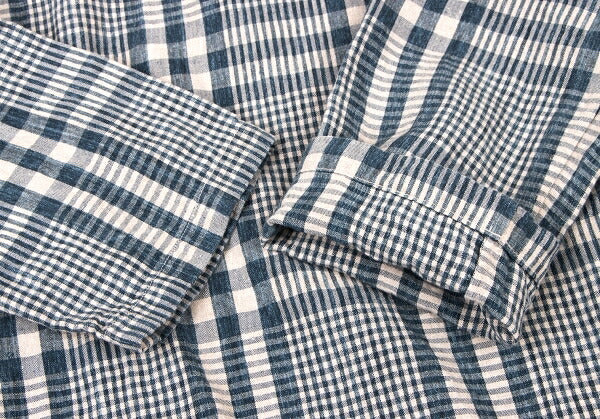 45rpm 45R Linen Check Wide Box Blouse Blue Size 0