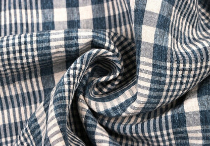 45rpm 45R Linen Check Wide Box Blouse Blue Size 0