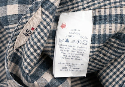 45rpm 45R Linen Check Wide Box Blouse Blue Size 0