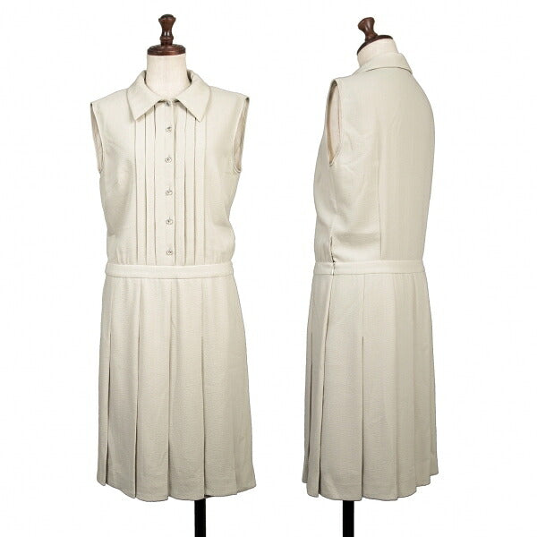 MOSCHINO Pintuck Sleeveless Dress Off-Beige Size 38