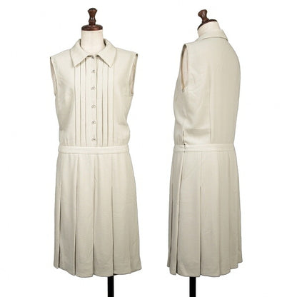 MOSCHINO Pintuck Sleeveless Dress Off-Beige Size 38