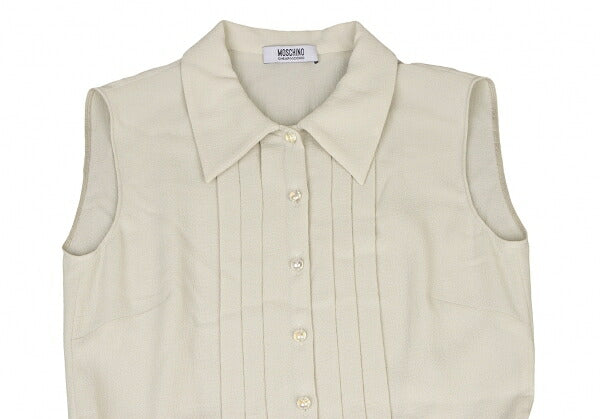 MOSCHINO Pintuck Sleeveless Dress Off-Beige Size 38