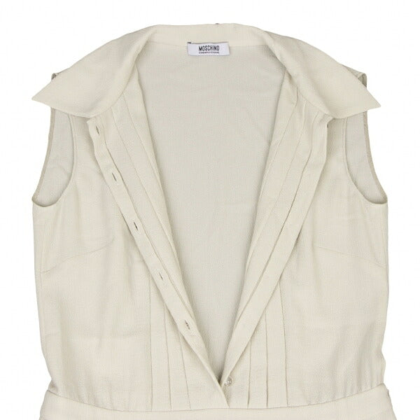 MOSCHINO Pintuck Sleeveless Dress Off-Beige Size 38