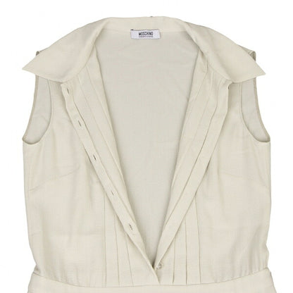 MOSCHINO Pintuck Sleeveless Dress Off-Beige Size 38