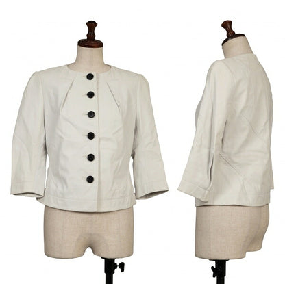 Paul Smith BLACK Sheepskin Collarless Jacket White Size 40