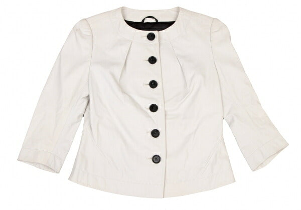 Paul Smith BLACK Sheepskin Collarless Jacket White Size 40