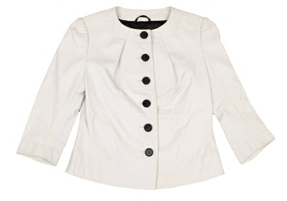 Paul Smith BLACK Sheepskin Collarless Jacket White Size 40