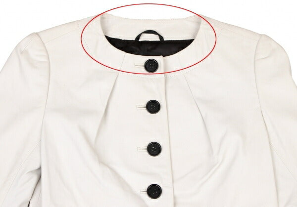 Paul Smith BLACK Sheepskin Collarless Jacket White Size 40