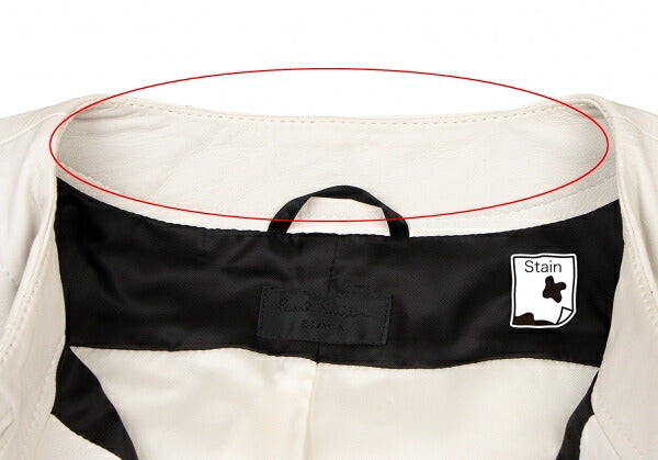 Paul Smith BLACK Sheepskin Collarless Jacket White Size 40