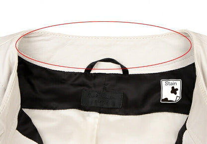 Paul Smith BLACK Sheepskin Collarless Jacket White Size 40