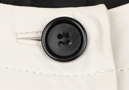 Paul Smith BLACK Sheepskin Collarless Jacket White Size 40