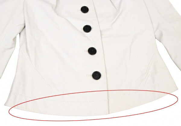 Paul Smith BLACK Sheepskin Collarless Jacket White Size 40