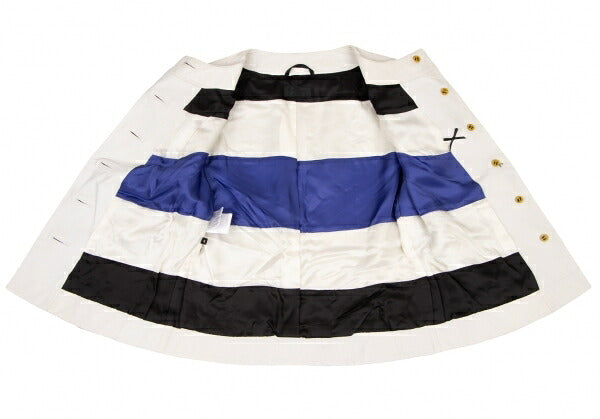 Paul Smith BLACK Sheepskin Collarless Jacket White Size 40