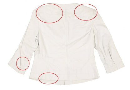 Paul Smith BLACK Sheepskin Collarless Jacket White Size 40