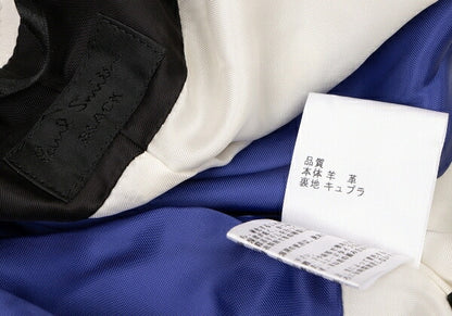 Paul Smith BLACK Sheepskin Collarless Jacket White Size 40
