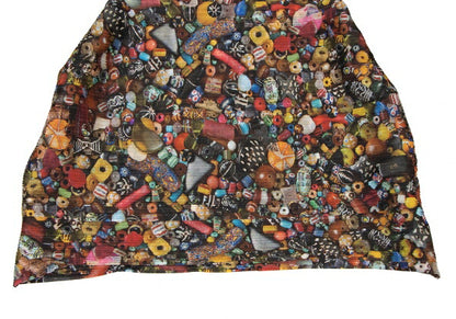 PLEATS PLEASE Afghan Bead Print Polyester Tunic Multi Blouse Size 3