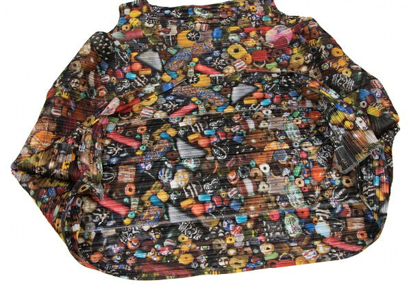 PLEATS PLEASE Afghan Bead Print Polyester Tunic Multi Blouse Size 3