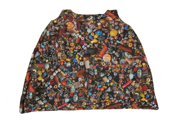PLEATS PLEASE Afghan Bead Print Polyester Tunic Multi Blouse Size 3