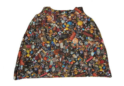 PLEATS PLEASE Afghan Bead Print Polyester Tunic Multi Blouse Size 3