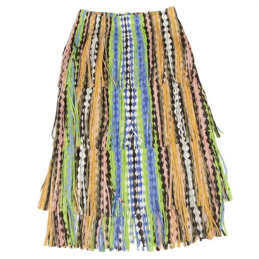 PLEATS PLEASE Polyester Colorful Fringe Skirt Multi Size 1